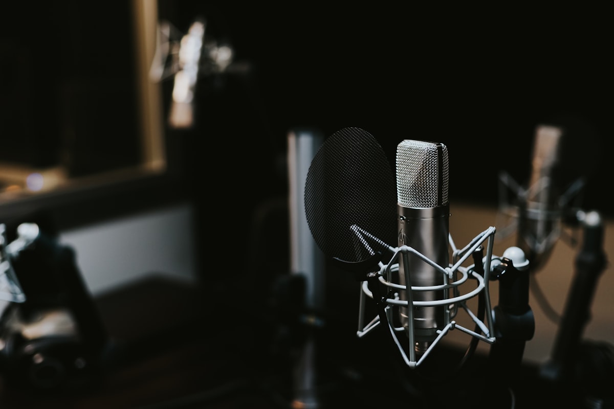 Musician recording in a studio